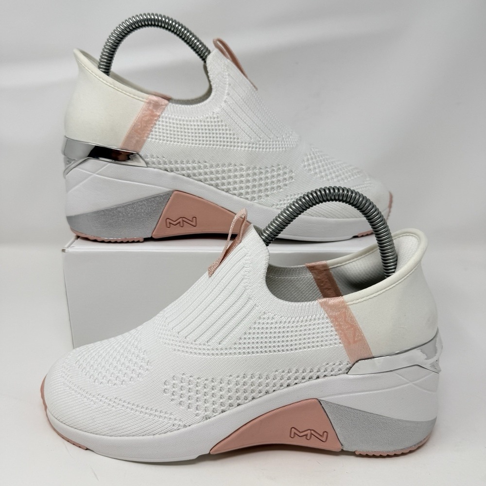 SKECHERS Mark Nason A Wedge Crecent Hands Free Slip Ins Shoes 6.5 White Pink